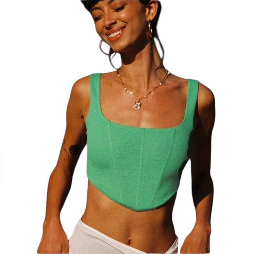 Princess Polly Women’s Green Kaeshia Rib Bustier Tank Top‎ 10